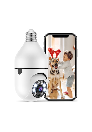 Neevoyu 1080p Hd Wifi Ip Kamera, E27 Ampul Tipi, 355 Pan/90 Tilt, İki Yönlü Ses, İnsan Algılama, Gündüz/gece Görüşü, 128gb Tf Kart Desteği Çok Renkli