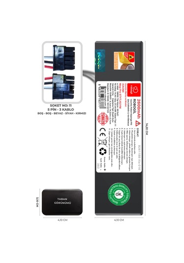 Xiaomi Mop Pro Stytj02ym 2600mah Uyumlu Robot Süpürge Pili B2611bb-xia-016