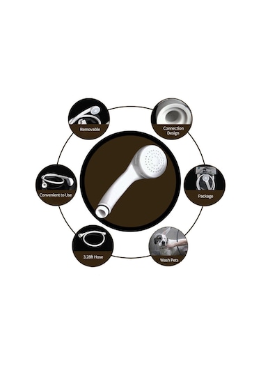 Konesam Evcil Hayvan Yıkama El Tipi Duş Seti, 1m Şeffaf Hortumlu, Pvc-abs Malzeme, Kolay Kurulum, Çocuk Ve Sebze Temizliği İçin Uygun Diğer