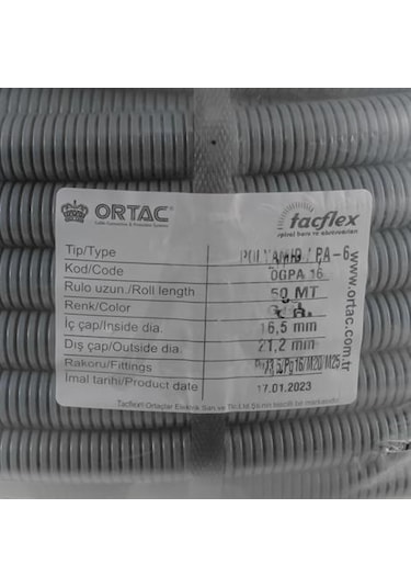 Ortaç Pg-16 Gri Polyamıd Spiral Ogpa-16 1 Paket 50 Metre