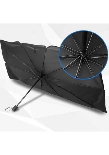 Dancemonkey Araba Ön Cam Montajı İstemez Büyük Boy Titanyum Gümüş Şemsiye - Siyah