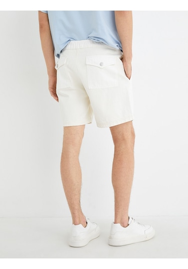 Koton Kot Şort Beli Lastikli Düğmeli Cep Detaylı Katlı Paça Kırık Beyaz 3sam40322nd 3SAM40322ND001 Ekru