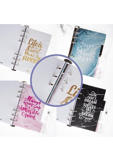 Mekanizmalı Simli Ve Sulu Kapaklı Desenli Defter Siyah