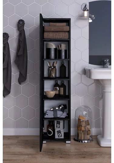 Boy Banyo Dolabı Çok Amaçlı Dolap Kiler Dolabı Siyah