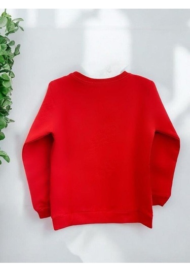 Kız Çocuk İnce Şardonlu Sweatshirt-15368 Kırmızı