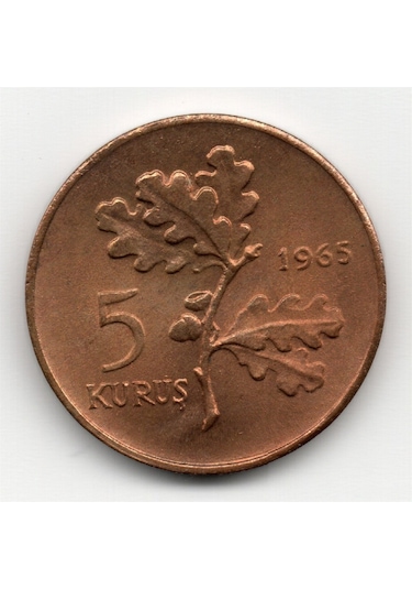 5 Kuruş 1965 Çil Eski Madeni Para
