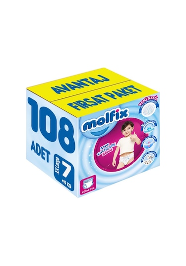 Molfix Külot Bebek Bezi Beden:7 19+kg Xx Large  Avantaj Fırsat 108 Adet 4'lü