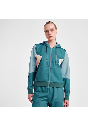 Lescon 25n-2131 Kadın Fermuarlı Kapüşonlu Sweatshirt Yeşil