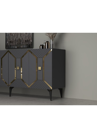 Elegance 19 Cm Sehpa,tv Ünitesi Mobilya Ayağı 5 Adet Siyah-altn