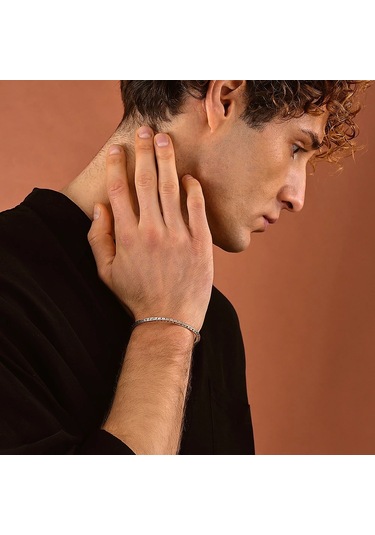 925 Ayar Gümüş Run Alfabeli Unısex Kelepçe Bileklik Gümüş