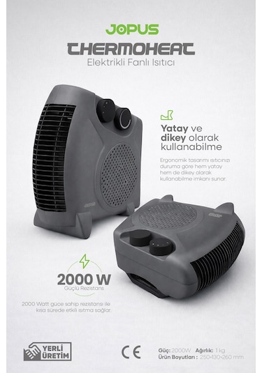 Jopus JO-FI001 2000 W Fanlı Isıtıcı Antrasit