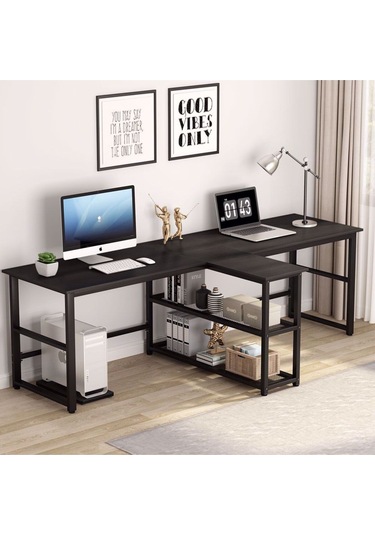 240 Cm Bilgisayar Masası, Ekstra Uzun İki Kişilik Masa, Oyun Masa 500-s Siyah