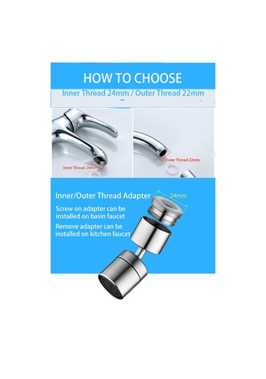 Qianfan Evrensel Sıçrama Filtresi Musluk, 720 Büyük Açılı Gümüş