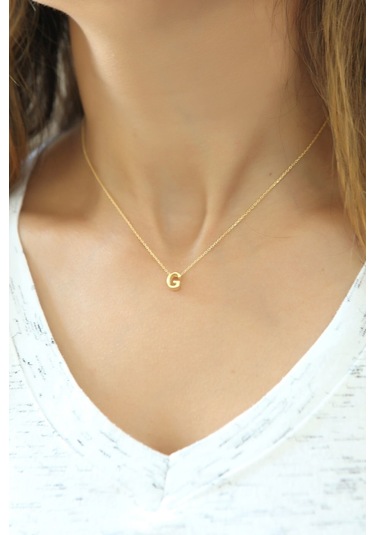 Harf Kolye. Üç Boyutlu G Harfi. Rose Altın Kaplama 925 Ayar Gümüş.