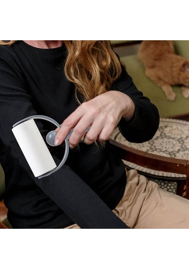 Homyl 2 Parça Yapışkan Lint Rulo Yedekler Köpek Saç Gri Gri