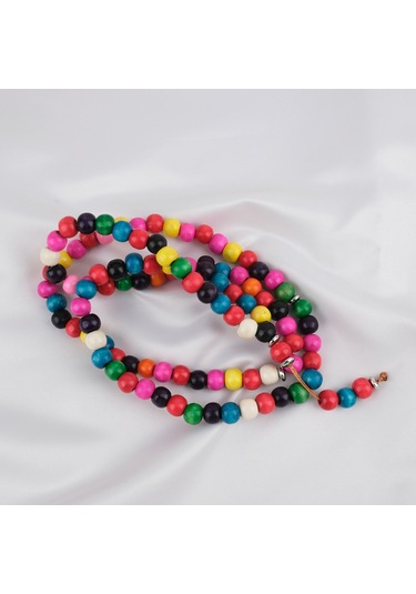 Bonibon 99luk Renklli Boyalı Ahşap Küre Kesim 10mm Namaz Tesbihi Çok Renkli