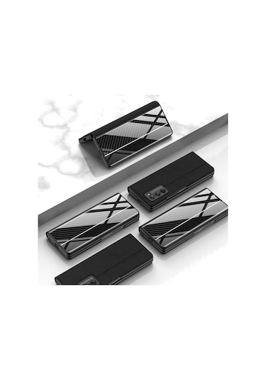 Galaxy Z Fold 2 Kılıf Zore Droga Kılıf Siyah-Beyaz