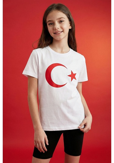 Tommy Life Beyaz Ay Yıldız Baskılı Unisex T-shirt - 11333