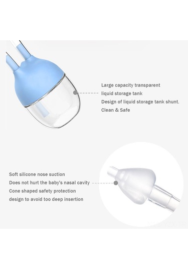 Yaozixa Mavi Bebek Burun Emici, U-şekilli Ters Akış Engeli, Yiyecek Dereceli Silikon, Konforlu Ve Güvenli Burun Temizliği