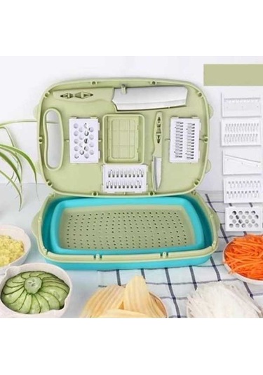 Fastbuy 9'ü 1 Arada Katlanır Çok Fonksiyonlu Yeşil Plastik Ev Kesme Tahtası, Seyahat Ve Mutfak İçin İdeal Yeşil
