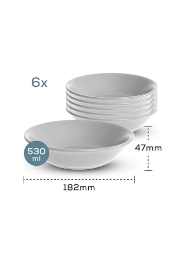 Mat Siyah Hitit Yemek Tabağı 18 Cm 6 Adet Siyah