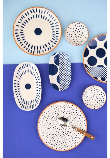 Tabak Evi Porselen Spotty Kahvaltı Ve İkram Takımı 6 Kişilik 14 Parça Çok Renkli