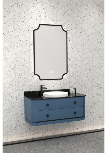 Adria 100 Cm Banyo Dolabı - Kraliyet Mavisi / Siyah Mavi