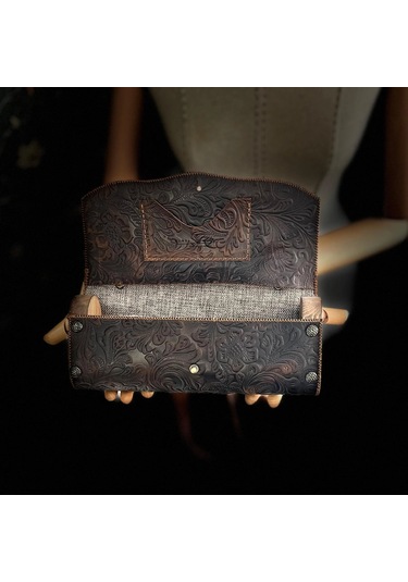 Hakiki Deri, El Yapımı Bayan Çanta, Bayan Cüzdan Larissa V28 Acı Kahverengi