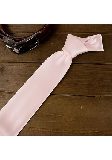 Tezzgelsin Erkek Saten Kravat ve Mendil Set Pembe