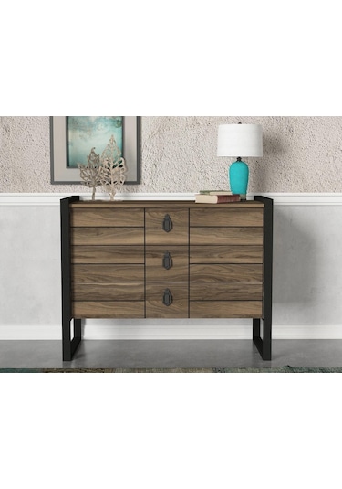 Dekorister Exclusive Lost Metal 3 Çekmeceli Şifonyer Ceviz Dekorister Exclusive Lost Metal 3 Çekmeceli Şifonyer Ceviz