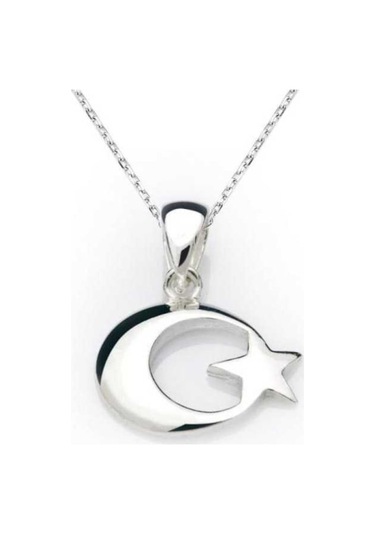 Gümüş Ay Yıldız Bayrak Kolye (77919973)