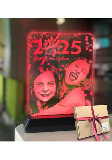 Yılbaşı Hediyesi Kişiye Özel Resimli Dikdörtgen 3d Led Gece Lamba