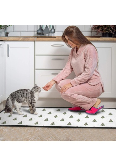 Noel Desenli 2'li Mutfak Matı, Anti-yorgunluk, Yastıklı Ve Kaymaz, Mutfak Ve Ofis İçin Noel Ağacı Daire