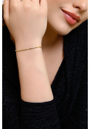 Altınkesesi Altın Parlak Zincir Bileklik Unisex - Sarı Sarı Altın