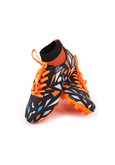 Papuç Sepeti Dgn-2303 Erkek Çocuk Çoraplı Krampon Spor Ayakkabı Turuncu