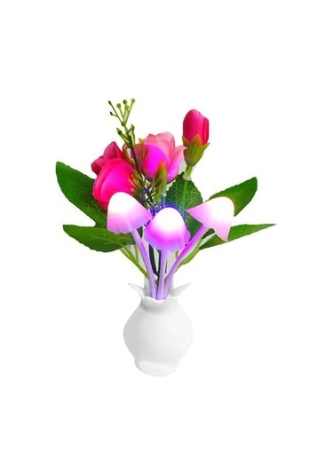 Novahub Pembe Renkli Van Tabanı Güzel Gül Mantar Işık Sensörü 4 Led Gece Lambası Ev Dekor Us Plug Pembe Pembe