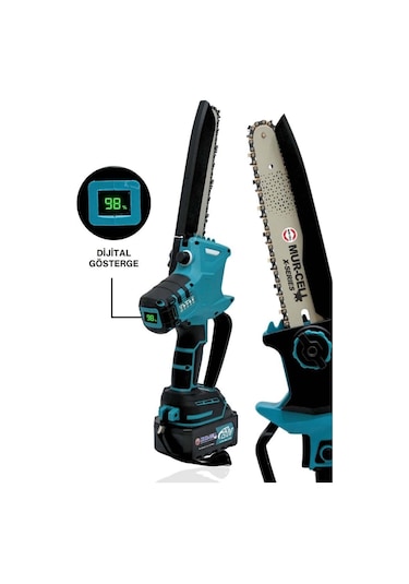 Mur-9108 Dal Budama Testeresi Kömürsüz Otomatik Yağlamalı Dijital Göstergeli 21v 3 Amper