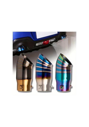 Besthome1 Siyah Altın Renk Araç Egzoz Borusu Paslanmaz Çelik Krom Mavi Dekorasyon Aksesuar