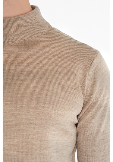 Hatemoğlu Yarım Balıkçı Erkek Triko Kazak Bej