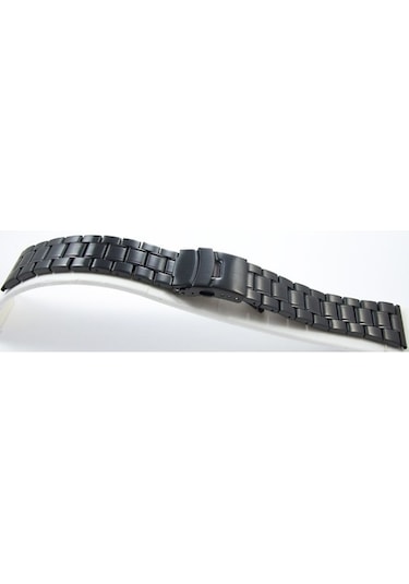 24Mm Siyah Metal Saat Kordonu Çelik Kolçak 1.Kalite Kayış Şeritli