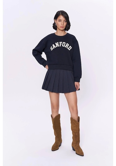 Yazı Baskılı Sweatshirt Haki