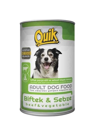 Quik Parça Biftek Etli ve Sebzeli Konserve Yetişkin Köpek Maması 415 G