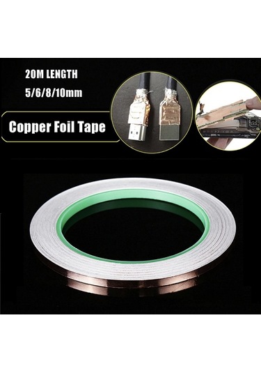 5 Mm x 20 Mt İletken Bakır Folyo Kapton Bandı K. Yapışkanlı Ba...
