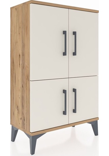 Arges Komodin 2 Raflı 4 Kapaklı 60x30x96 Çam-aytaşı Çam