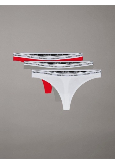 Thong 3pk Kadın Iç Çamaşırı 000qd5209e-w9f-8976 Beyaz-gri-kırmızı
