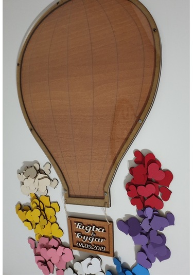 Hdrlazerdizayn Ahşap Balon Model Anı Defteri Pano