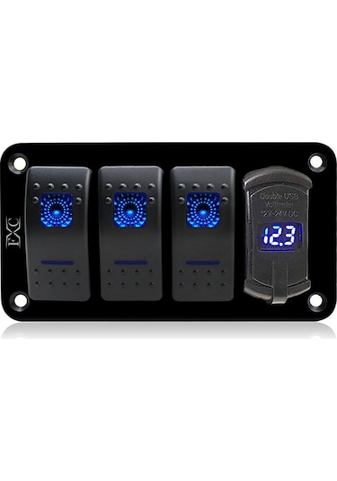 Teltree Hızlı Şarjlı 12v/24v Çift Usb Çıkışlı Su Geçirmez 8 Gang Anahtar Paneli - Araç, Tekne, Karavan İçin 1-gang