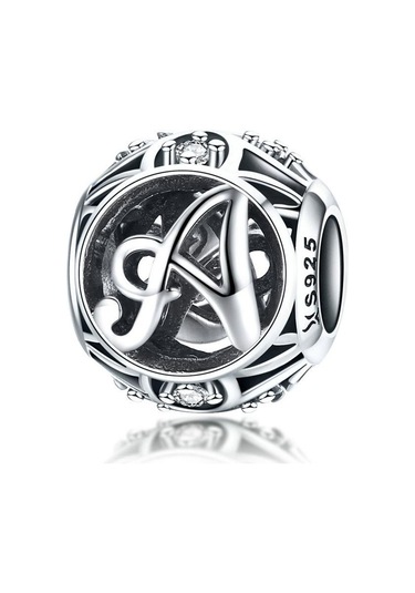 Bamoer Otantik 925 Ayar Gümüş Vintage Charm A'dan T'ye 26 Harf, Temizle Cz Alfabe Boncuk Fit Bilezikler A