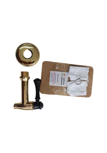 Bakır Kaplamalı Çay Ocağı Kazanı Musluğu + 1 Pak.5'li Musluk Bezi