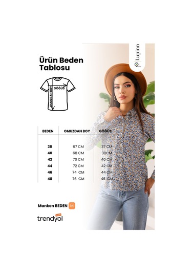 Kadın Çiçek Desenli Uzun Kollu Gömlek Rahat Kesim, Hafif Ve Nefes Alabilen Kumaş, Günlük Mavi